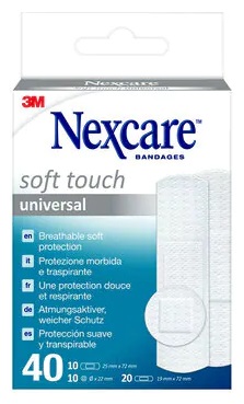 CEROTTO PREPARATO NEXCARE SOFT TOUCH UNIVERSAL 3 MISURE 20 CEROTTI 19X72MM + 10 CEROTTI 25X72MM + 10 CEROTTI TONDI 22,5 MM - Farmacia Mastrangelo 