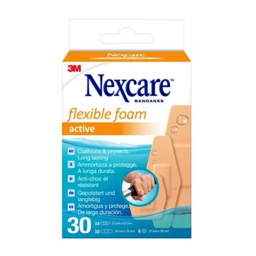 CEROTTO PREPARATO NEXCARE ACTIVE 360 GRADI N1030ASD04 ASSORTITI 3 MISURE 6 CEROTTI 23X28MM + 14 CEROTTI 22X57MM + 10 CEROTTI 28X76MM - Farmacia Mastrangelo 