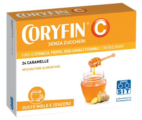 CORYFIN C SENZA ZUCCHERO MIELE ZENZERO 24 CARAMELLE - Farmacia Mastrangelo 