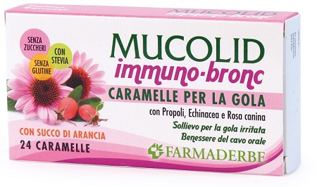 MUCOLID BRONC IMMUNO 24 CARAMELLE GUSTO ARANCIA - Farmacia Mastrangelo 
