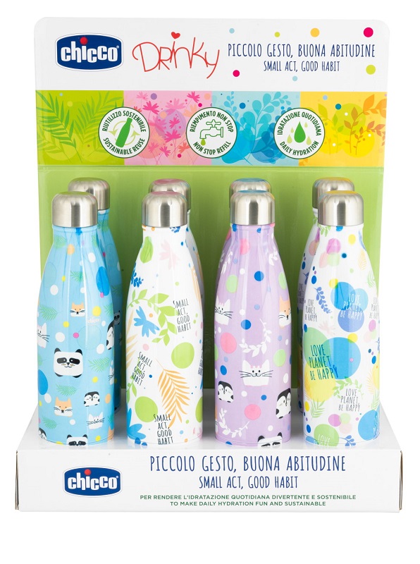 CHICCO BOTTIGLIA INOX DA 500 ML DISPLAY BOX - Farmacia Mastrangelo 