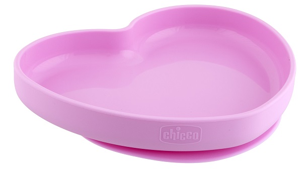 CHICCO PIATTO CUORE VENTOSA SILICONE ROSA - Farmacia Mastrangelo 
