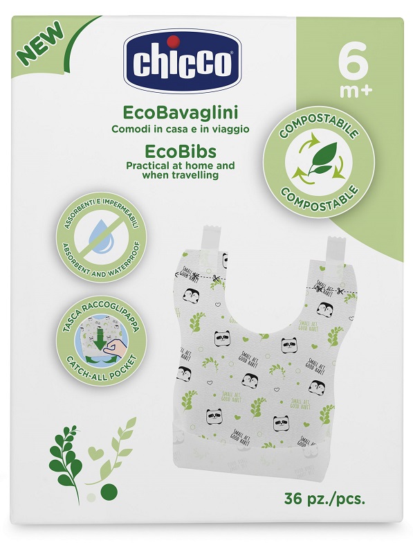 CHICCO BAVAGLINI MONOUSO COMPOSTABILI 36 PEZZI - Farmacia Mastrangelo 