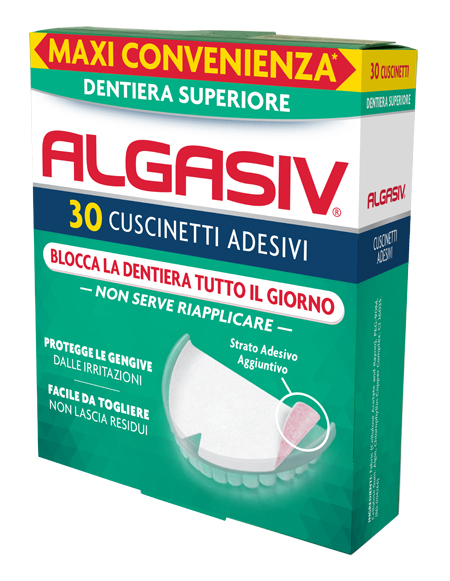 ALGASIV ADESIVO PER PROTESI DENTARIA SUPERIORE 30 PEZZI - Farmacia Mastrangelo 