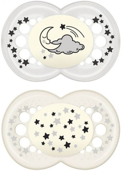 MAM SUCCHIETTO ORIGINAL NIGHT 6+ MESI SILICONE NEUTRO 2 PEZZI - Farmacia Mastrangelo 