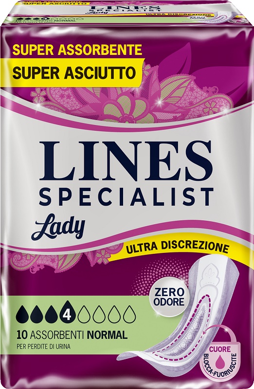 ASSORBENTI PER INCONTINENZA LINES SPECIALIST LADY NORMAL 10 PEZZI - Farmacia Mastrangelo 