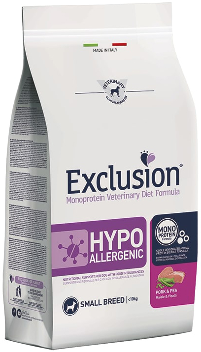 EXCLUSION MONOPROTEIN VETERINARY DIET FORMULA HYPOALLERGENIC PORK AND PEA SMALL 2 KG - Farmacia Mastrangelo 
