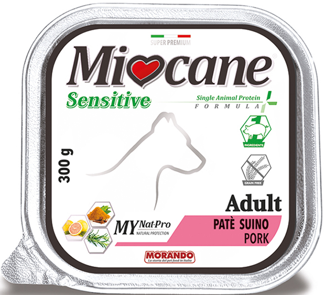 MIOCANE SENSITIVE SINGLE ANIMAL PROTEIN FORMULA ADULT PATE' PROSCIUTTO 300 G - Farmacia Mastrangelo 