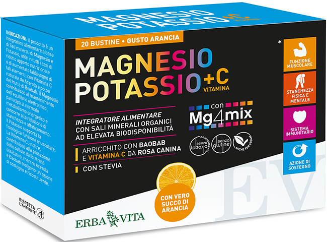 MAGNESIO POTASSIO +C VITAMINA GUSTO ARANCIA 20 BUSTINE DA 3,8 G - Farmacia Mastrangelo 