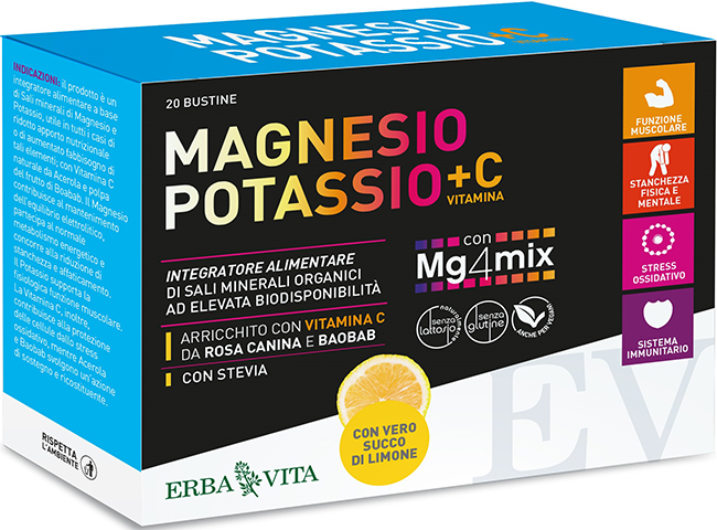 MAGNESIO POTASSIO +C VITAMINA GUSTO LIMONE 20 BUSTINE DA 3,8 G - Farmacia Mastrangelo 