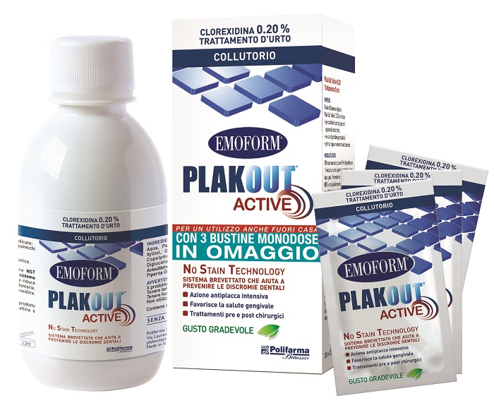 EMOFORM PLAK OUT ACTIVE 0,20% 200 ML + 3 BUSTE - Farmacia Mastrangelo 