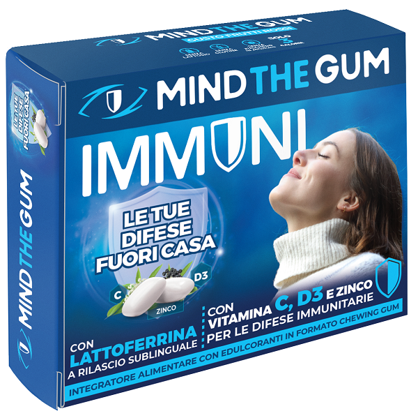 MIND THE GUM IMMUNI CON LATTOFERRINA 18 GOMME CONFETTATE SENZA ZUCCHERO - Farmacia Mastrangelo 
