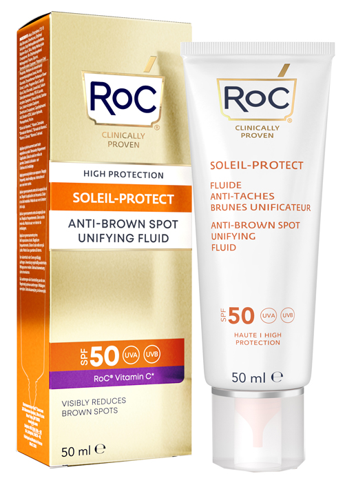 ROC FLUIDO SOLARE VISO SPF 50+ ANTIMACCHIE BRUNE  50 ML - Farmacia Mastrangelo 