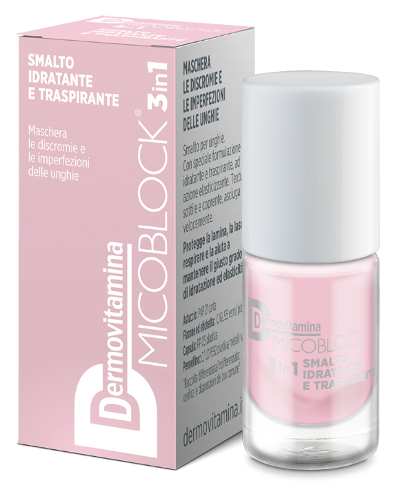 DERMOVITAMINA MICOBLOCK 3 IN 1 SMALTO IDRATANTE E TRASPIRANTE ROSA CHIARO 5 ML - Farmacia Mastrangelo 