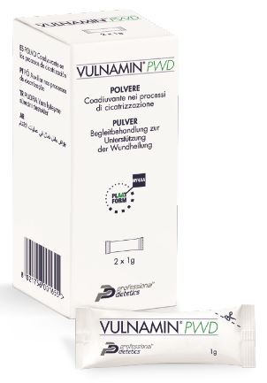 VULNAMIN PWD MEDICAZIONE INTERATTIVA IN POLVERE DI SODIO JALURONATO E AMINOACIDI 2 STICK PACK - Farmacia Mastrangelo 