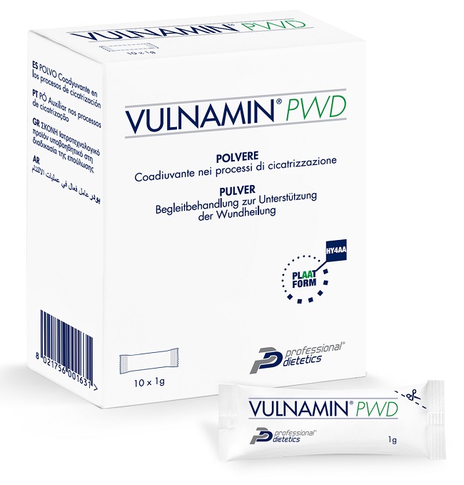 VULNAMIN PWD MEDICAZIONE INTERATTIVA IN POLVERE DI SODIO JALURONATO E AMINOACIDI 10 STICK PACK - Farmacia Mastrangelo 