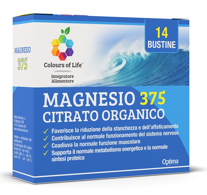 COLOURS OF LIFE MAGNESIO 375 CITRATO ORGANICO 14 BUSTINE DA 4 G - Farmacia Mastrangelo 