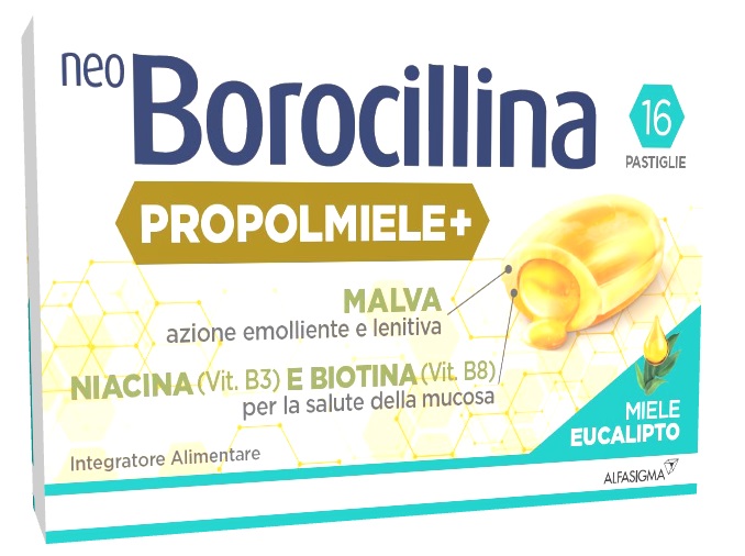 NEOBOROCILLINA PROPOLMIELE+ MIELE/EUCALIPTO 16 PASTIGLIE - Farmacia Mastrangelo 