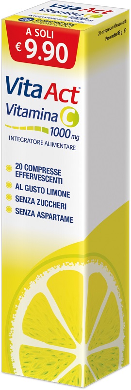 VITA ACT VITAMINA C 1000MG 20 COMPRESSE EFFERVESCENTI LIMONE - Farmacia Mastrangelo 
