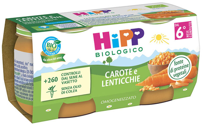 HIPP BIO OMOGENEIZZATO CAROTE/LENTICCHIE 2X80 G - Farmacia Mastrangelo 