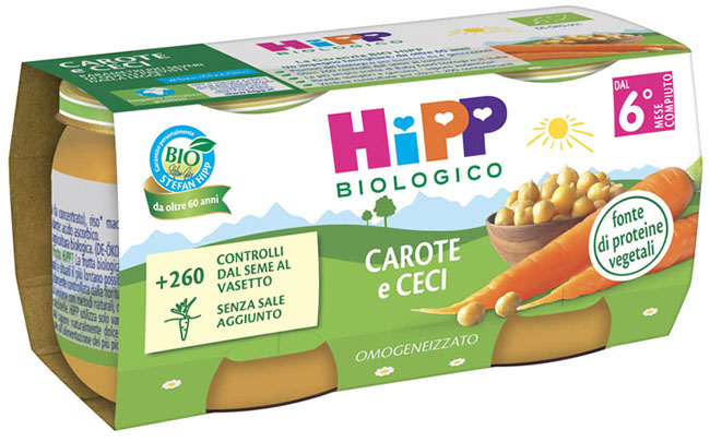 HIPP BIO OMOGENEIZZATO CAROTE/CECI 2X80 G - Farmacia Mastrangelo 