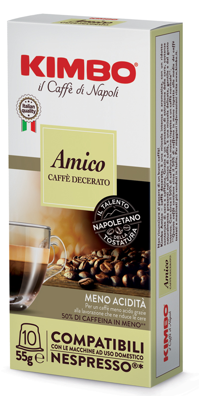 KIMBO AMICO CAFFE' TORREFATTO DECERATO E MACERATO 10 CAPSULE COMPATIBILI NESPRESSO 5,5 G - Farmacia Mastrangelo 