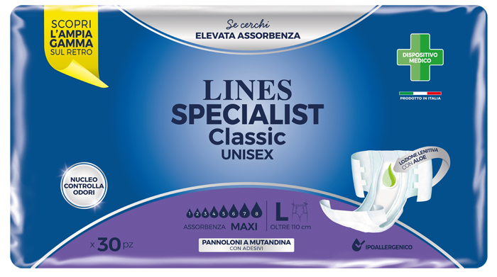 LINES SPECIALIST CLASSIC PANNOLONE MUTANDA MAXI LARGE 30 PEZZI - Farmacia Mastrangelo 