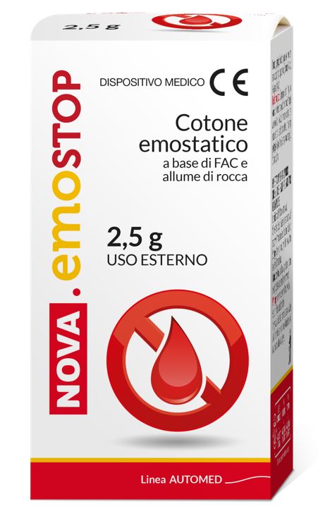 COTONE EMOSTATICO NOVA EMOSTOP CON FAC E ALLUME DI ROCCA 2,5 G - Farmacia Mastrangelo 