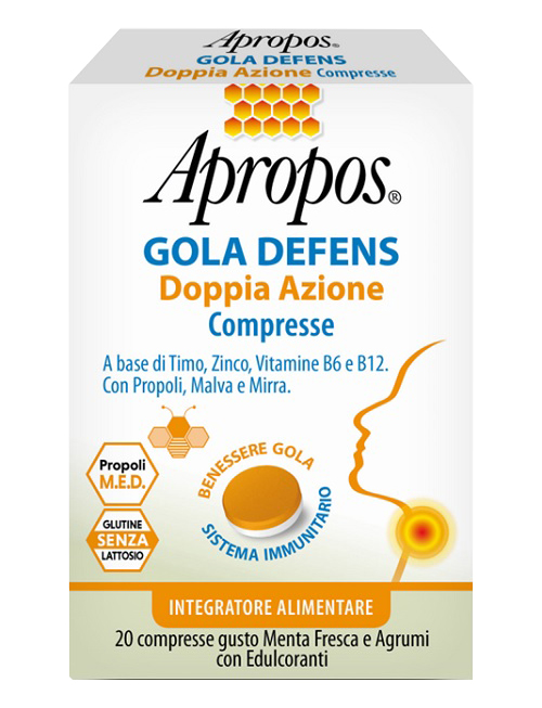 APROPOS GOLA DEFENS DOPPIA AZIONE 20 COMPRESSE - Farmacia Mastrangelo 