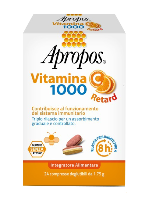 APROPOS VITAMINA C 1000 A RILASCIO PROLUNGATO 24 COMPRESSE DEGLUTIBILI - Farmacia Mastrangelo 