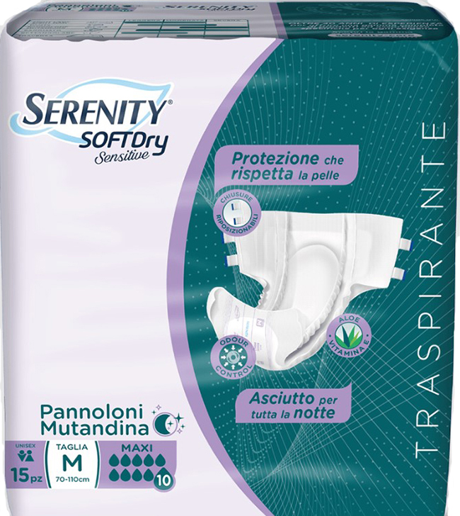 PANNOLONE MUTANDINA SERENITY SD SENSITIVE MAXI M 15 PEZZI - Farmacia Mastrangelo 