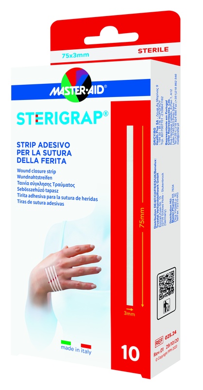 MASTER-AID STERIGRAP STRIP ADESIVO SUTURA FERITE 75X3 MM 10 PEZZI - Farmacia Mastrangelo 