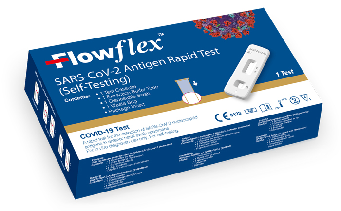 TEST ANTIGENICO RAPIDO COVID-19 FLOWFLEX AUTODIAGNOSTICO DETERMINAZIONE QUALITATIVA ANTIGENI SARS-COV-2 IN TAMPONI NASALI MEDIANTE IMMUNOCROMATOGRAFIA PROVETTA CON ALLUMINIO - Farmacia Mastrangelo 