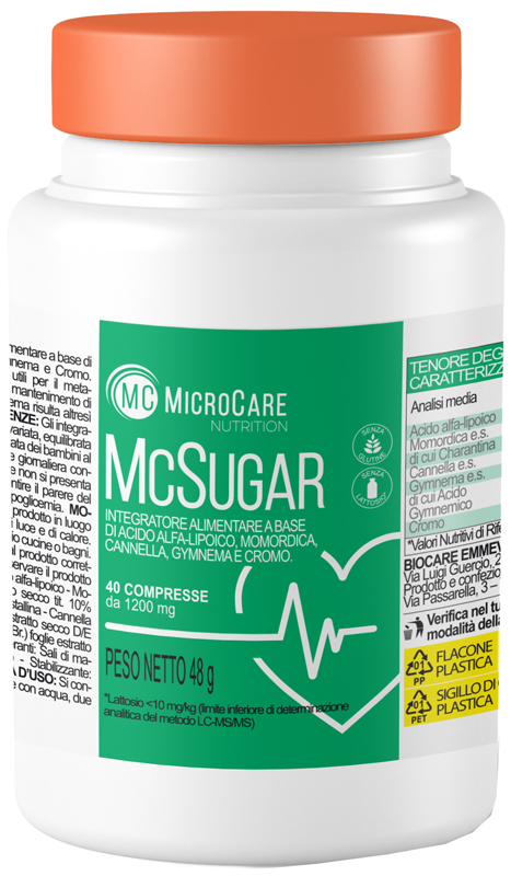 MICROCARE NUTRITION MC SUGAR 40 COMPRESSE DA 1200 MG - Farmacia Mastrangelo 