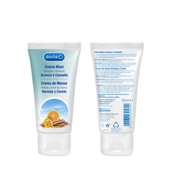 ALVITA CREMA MANI ARANCIA E CANNELLA 100 ML - Farmacia Mastrangelo 