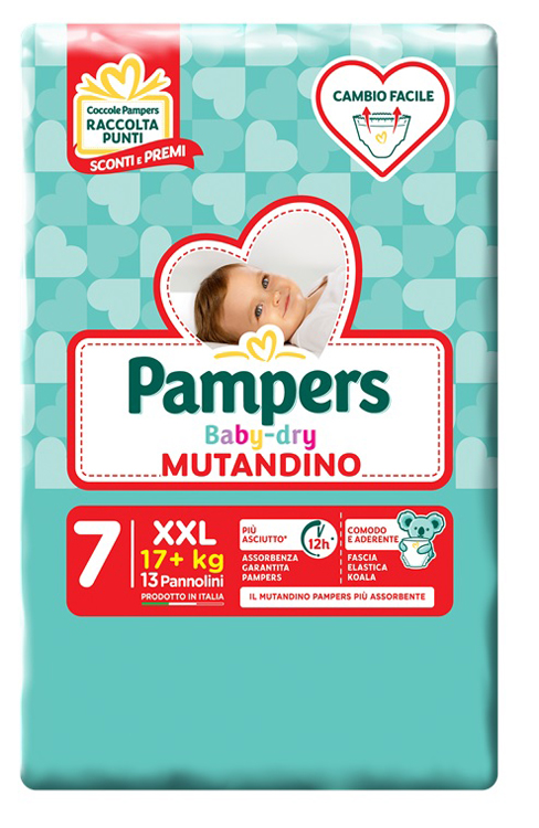 PANNOLINI MUTANDADINA PAMPERS BABYDRY XXL SMALL PACK 13 PEZZI - Farmacia Mastrangelo 