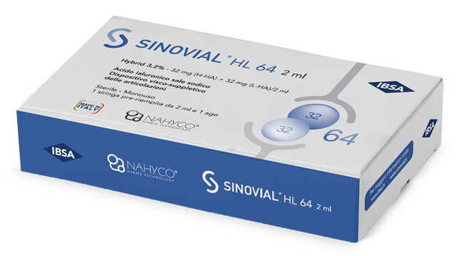 SIRINGA INTRA-ARTICOLARE SINOVIAL HL 64 ACIDO IALURONICO SALE SODICO 3,2% 32MG H-HA + 32MG H-LA/2ML 2 ML - Farmacia Mastrangelo 