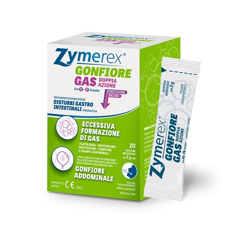 ZYMEREX GONFIORE GAS DOPPIA AZIONE CON S+E COMPLEX 20 BUSTINE MONODOSE DA 2 G - Farmacia Mastrangelo 