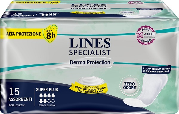 PANNOLONE PER INCONTINENZA LINES SPECIALIST DERMA SAGOMATO ANATOMICO SUPER PLUS 15 PEZZI - Farmacia Mastrangelo 
