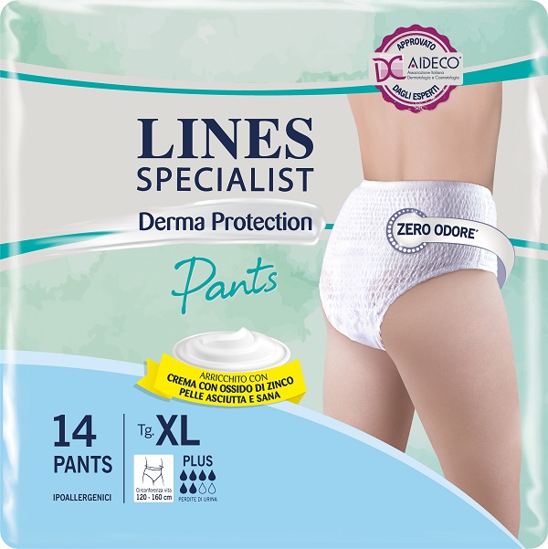 PANNOLONE PER INCONTINENZA LINES SPECIALIST DERMA PANTS PLUS XL 14 PEZZI - Farmacia Mastrangelo 