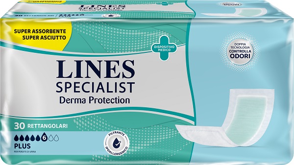 PANNOLONE PER INCONTINENZA LINES SPECIALIST DERMA RETTANGOLARE 30 PEZZI - Farmacia Mastrangelo 