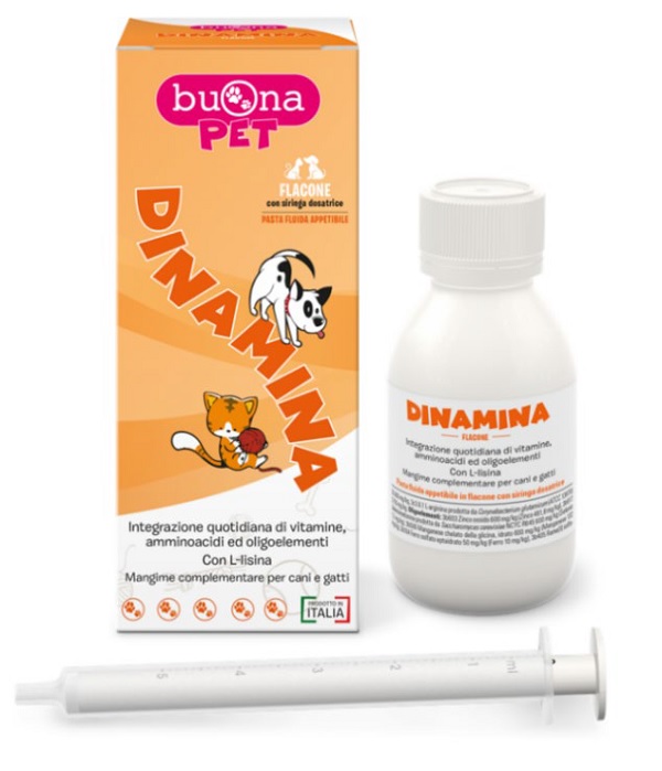 DINAMINA CANI GATTI FLACONE CON SIRINGA DOSATRICE IN PASTA 60 G BUONAPET - Farmacia Mastrangelo 