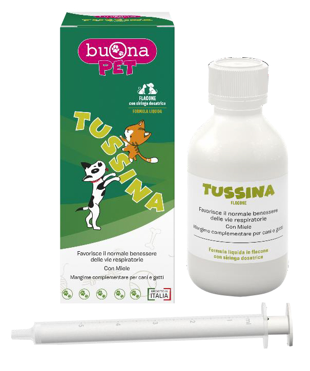 TUSSINA FLACONE CANI E GATTI CON SIRINGA DOSATRICE 100 G BUONAPET - Farmacia Mastrangelo 