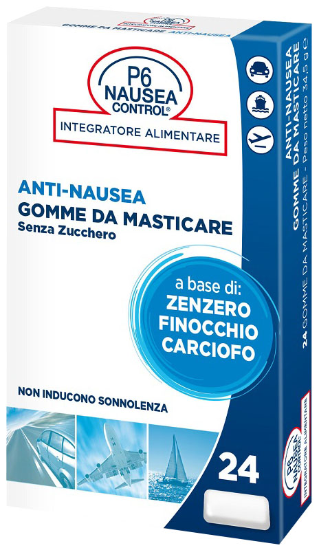 P6 NAUSEA CONTROL 24 GOMME DA MASTICARE SENZA ZUCCHERO - Farmacia Mastrangelo 