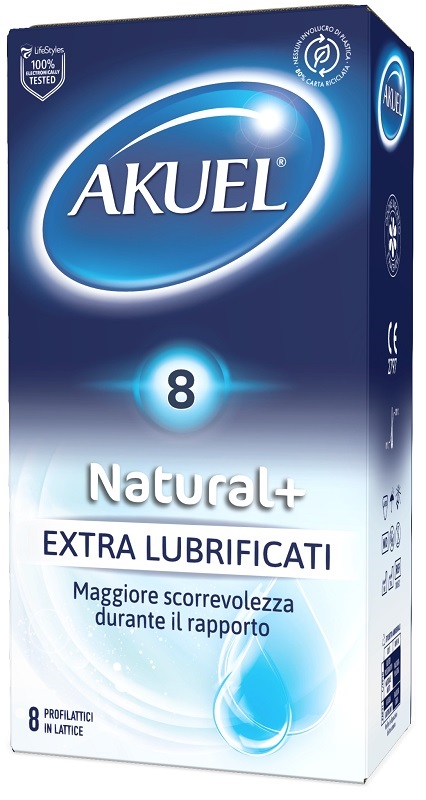 PROFILATTICO AKUEL NATURAL+ EXTRALUBRIFICATO 8 PEZZI - Farmacia Mastrangelo 