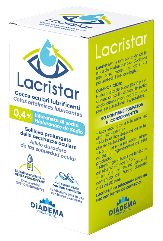 LACRISTAR GOCCE OCULARI LUBRIFICANTI 0,4% IALURONATO DI SODIO MULTIDOSE 10 ML - Farmacia Mastrangelo 