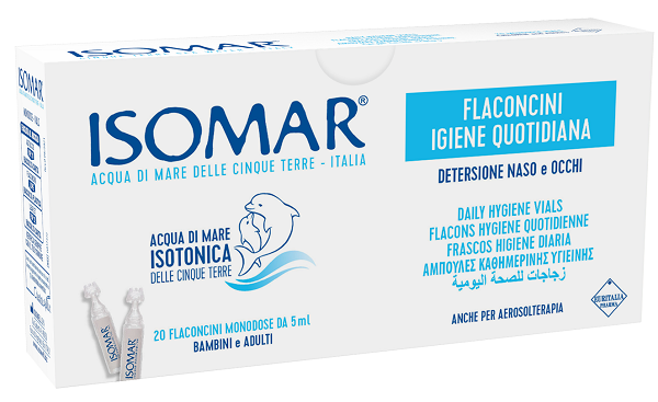 ISOMAR SOLUZIONE ISOTONICA ACQUA MARE IGIENE QUOTIDIANA 20 FLACONCINI MONODOSE 5 ML - Farmacia Mastrangelo 