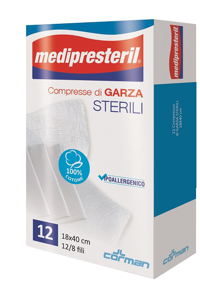 GARZA COMPRESSA MEDIPRESTERIL 12/8 FU 18X40CM 12 PEZZI - Farmacia Mastrangelo 