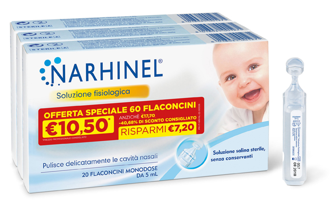 SOLUZIONE FISIOLOGICA NARHINEL 3 PACK PROMO 2022 DA 20 FLACONCINI DA 5 ML - Farmacia Mastrangelo 