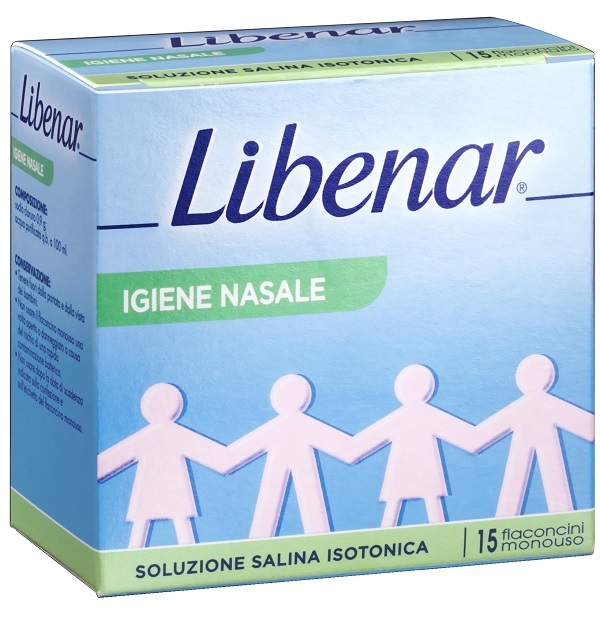 SOLUZIONE SALINA ISOTONICA 0,9% LIBENAR PER IGIENE NASALE 15 FLACONCINI MONOUSO X 5 ML - Farmacia Mastrangelo 